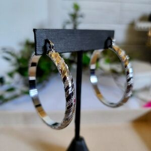 Silver Gold Filled Hoop Earring with Design